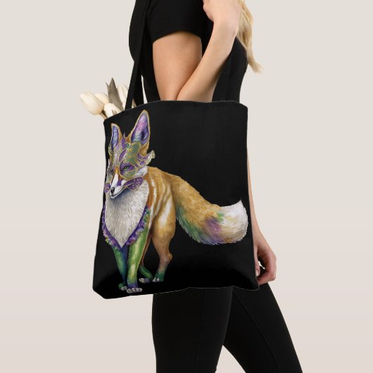 WATERVERF MARDI GRAS FOX MET MASKJE TOTE BAG (Dichtbij)