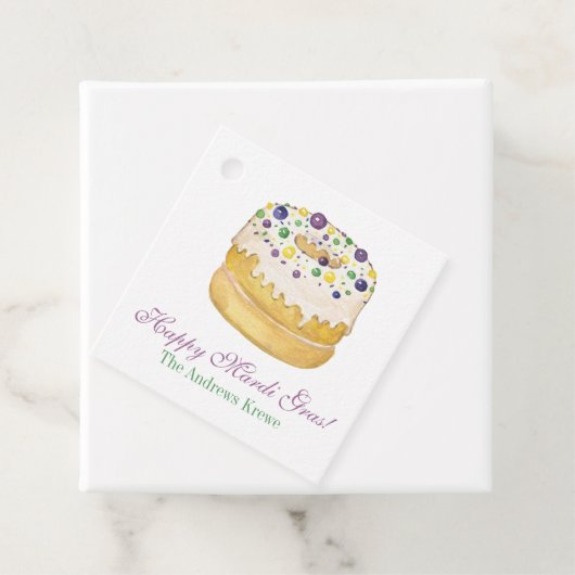 Waterverf Mardi Gras King Cake Bedankjes Labels (In situ)