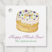 Waterverf Mardi Gras King Cake Bedankjes Labels (Voorkant)