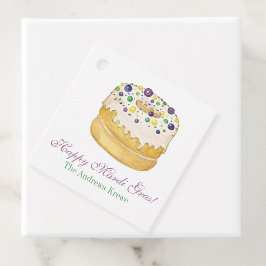 Waterverf Mardi Gras King Cake Bedankjes Labels