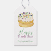 Waterverf Mardi Gras King Cake Cadeaulabel (Voorkant)