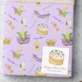 Waterverf Mardi Gras King Cake Notitiekaartje