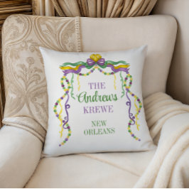Waterverf Mardi Gras kralen gepersonaliseerd Kussen