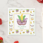 Waterverf Mardi Gras Mask gepersonaliseerd Servet