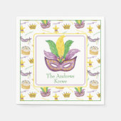 Waterverf Mardi Gras Mask gepersonaliseerd Servet (Voorkant)