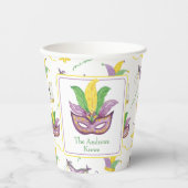 Waterverf Mardi Gras Mask Gepersonaliseerde Partij Papieren Bekers (Voorkant)