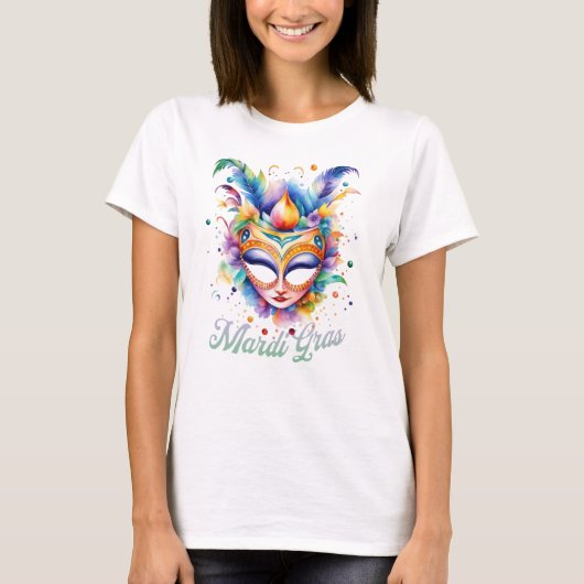 Waterverf Mardi Gras Mask T-shirt (Voorkant)