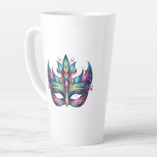 waterverf Mardi Gras maskercarnaval Latte Mok (Linkerhoek)