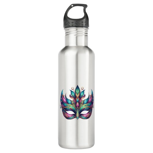 waterverf Mardi Gras maskercarnaval Waterfles (Voorkant)