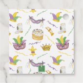 Waterverf Mardi Gras Maskers King Cake Crown Bedankjes Labels (Achterkant)