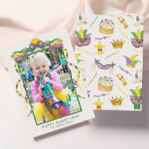 Waterverf Mardi Gras Maskers King Cake Crown Foto
