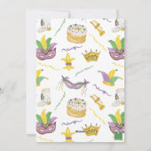 Waterverf Mardi Gras Maskers King Cake Crown Foto Feestdagenkaart (Achterkant)