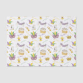 Waterverf Mardi Gras Maskers King Cake Crown Tissuepapier (Voorkant)