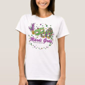 Waterverf Mardi Gras Maskers & Kralen T-shirt (Voorkant)