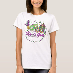 Waterverf Mardi Gras Maskers & Kralen T-shirt