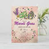 Waterverf Mardi Gras Maskers Maskerade Kaart (Staand voorkant)