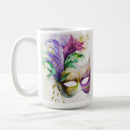 WATERVERF MARDI GRAS MASKS & FEATHERS KOFFIEMOK