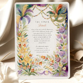 Waterverf Mardi Gras Masquerade Bloemenbruiloft Kaart