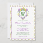 Waterverf Mardi Gras Monogram Wapenschild Feest Kaart (Voorkant)