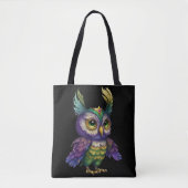 WATERVERF MARDI GRAS OWL BIRD TOTE BAG (Voorkant)
