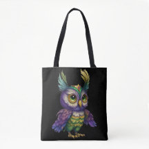 WATERVERF MARDI GRAS OWL BIRD