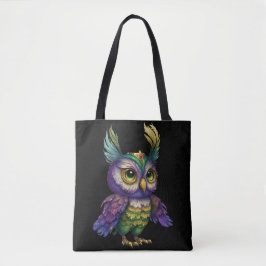 WATERVERF MARDI GRAS OWL BIRD TOTE BAG