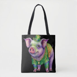 WATERVERF MARDI GRAS PINK PIG TOTE BAG