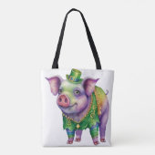 WATERVERF MARDI GRAS PINK PIG TOTE BAG (Achterkant)