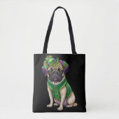 WATERVERF MARDI GRAS PUG DOG TOTE BAG (Voorkant)