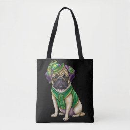 WATERVERF MARDI GRAS PUG DOG TOTE BAG
