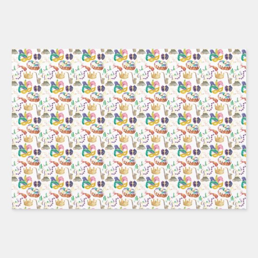 Waterverf Mardi Gras ThMED Inpakpapier Vel (Voorkant)