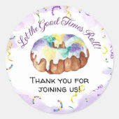Waterverf Mardi Gras, Vette Dinsdag Feest Ronde Sticker (Voorkant)