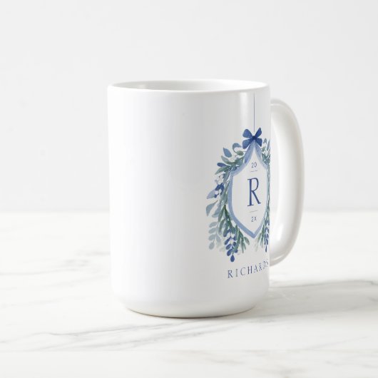 Waterverf maretak crest monogram koffiemok (Voorkant rechts)