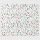 Waterverf  maretak en Holly Christmas Cadeaupapier (Vlak)