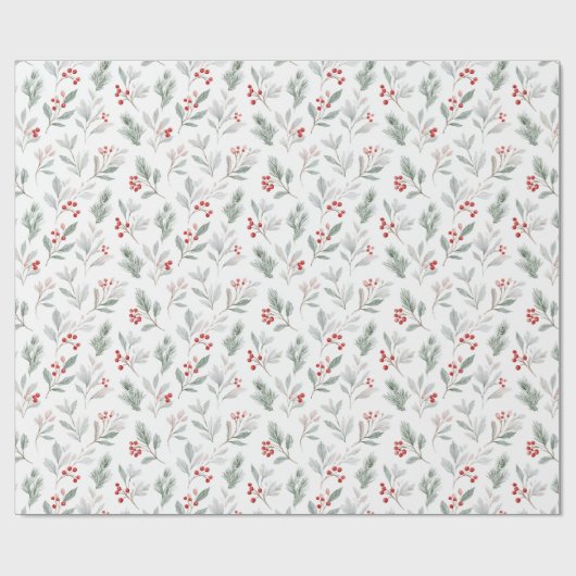 Waterverf maretak en Holly Christmas Cadeaupapier (Vlak)