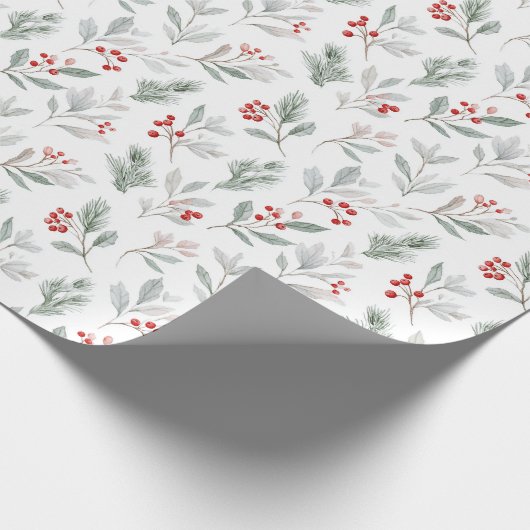 Waterverf  maretak en Holly Christmas Cadeaupapier (Hoek)
