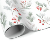 Waterverf  maretak en Holly Christmas Cadeaupapier (Rol Hoek)