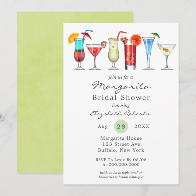 Waterverf Margarita Bridal Shower (Voorkant / Achterkant)