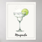 Waterverf Margarita Cocktail Art Print Bar Decor (Voorkant)
