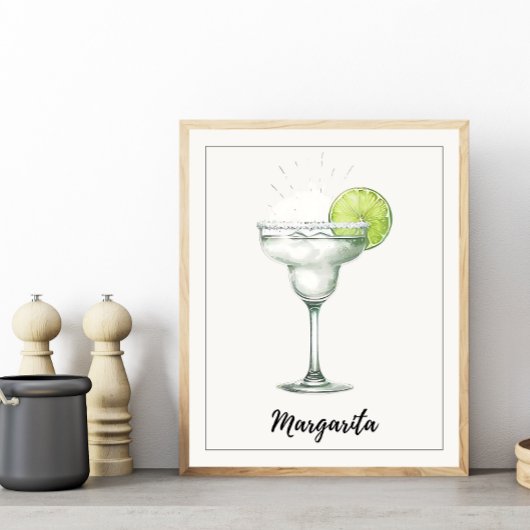 Waterverf Margarita Cocktail Art Print Bar Decor