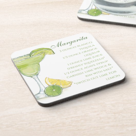 Waterverf Margarita Cocktailrecept Waterverf Bier Onderzetter (Linkerzijde)