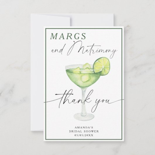 Waterverf Margarita Dank u Vrijgezellenfeest Bedankkaart (Voorkant)