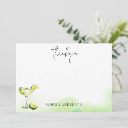 Waterverf Margarita Limoen Vrijgezellenfeest Bedankkaart (Staand voorkant)