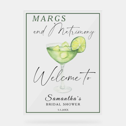 Waterverf Margarita Vrijgezellenfeest Welkom Acryl Bord (Voorkant)