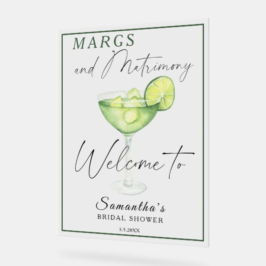 Waterverf Margarita Vrijgezellenfeest Welkom Acryl Bord (Hoek)