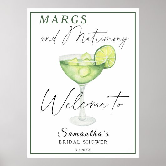 Waterverf Margarita Vrijgezellenfeest Welkom Poster (Voorkant)