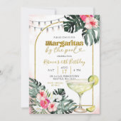 Waterverf Margaritas door de Pool Tropical Party Kaart (Voorkant)
