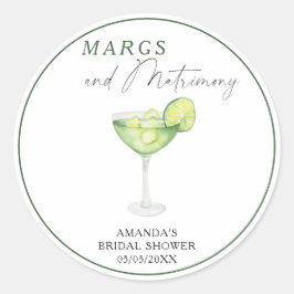 Waterverf Margs en Huwelijk Bruidsdouche  Ronde Sticker