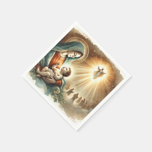 Waterverf Maria & Baby Jesus Geboorteplaats Decoup Servet (Hoek)