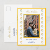 Waterverf Marigold Photo Save the Date Aankondigingskaart (Voorkant / Achterkant)